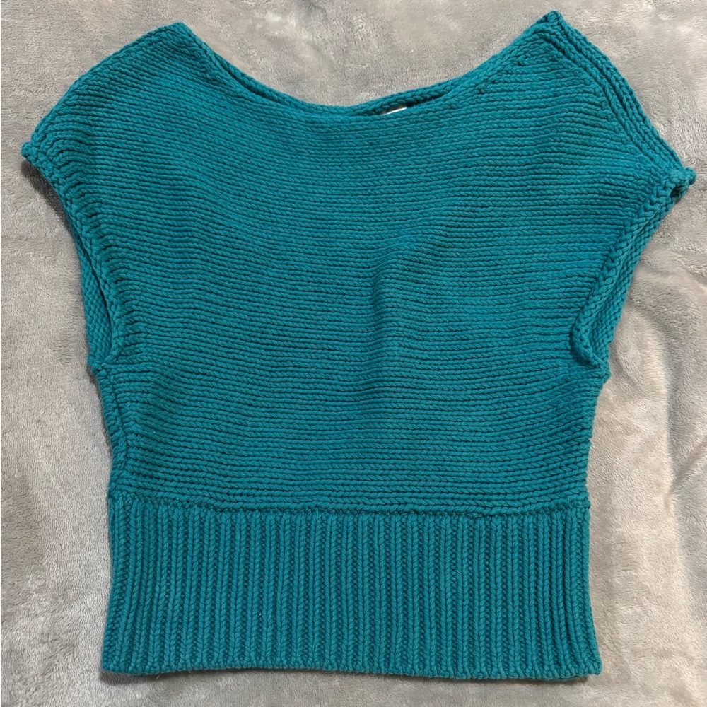Cotton cap sleeve knit sweater